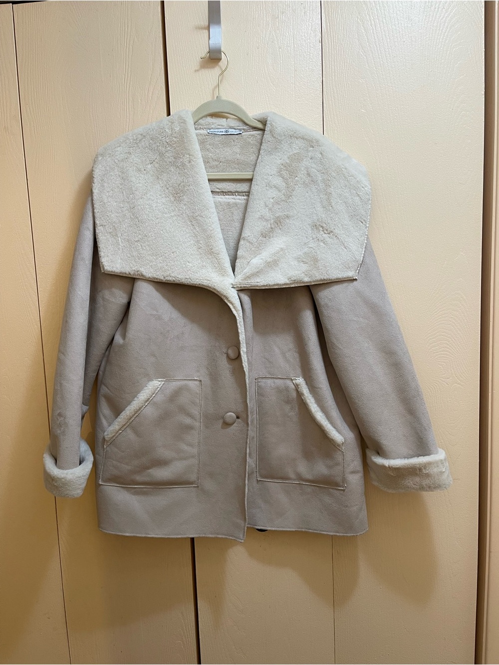 Faux Suede Coat with Faux Fur Trim Avon Signature Collection XL Super Soft